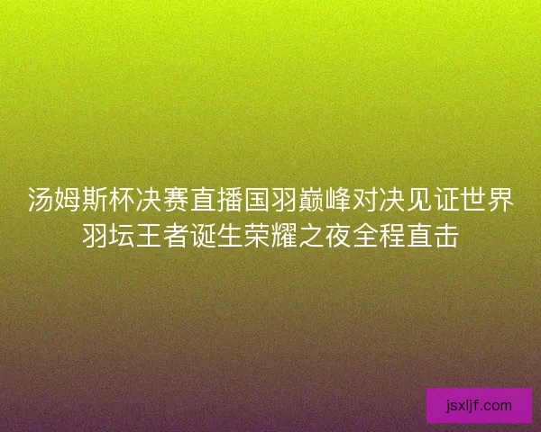 汤姆斯杯决赛直播国羽巅峰对决见证世界羽坛王者诞生荣耀之夜全程直击