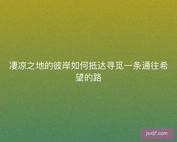 凄凉之地的彼岸如何抵达寻觅一条通往希望的路