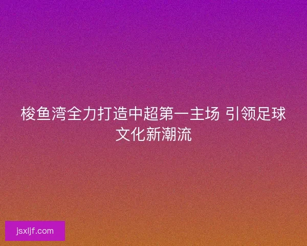梭鱼湾全力打造中超第一主场 引领足球文化新潮流